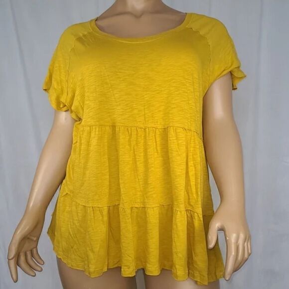 TORRID TIERED BABYDOLL TOP - MUSTARD YELLOW 3X - Picture 1 of 4